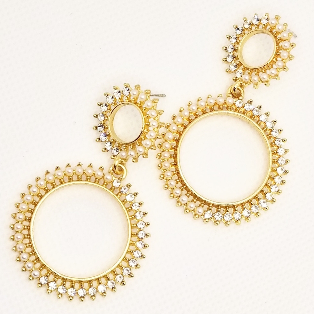 Half & Half Gold Hoop Earrings